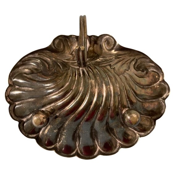 Antique Victorian Silver Plated Figural Shell Master Salt Dish - Picture 5 of 7